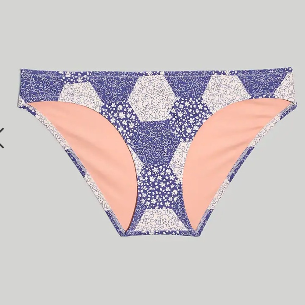 Madewell‎ Blue & White Second Wave Classic Patchwork Floral Bikini Bottoms NWT S